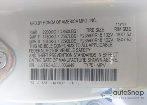 2018 Acura Rdx Acurawatch Plus Package из США, поврежденный, VIN 5J8TB3H35JL006949